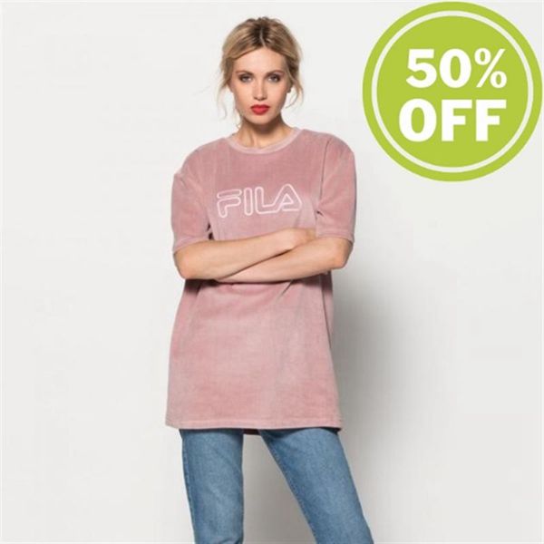 Camisetas Fila Mulher Luz Rosa - Fila Luna Long Tee Oversized Long Tee Portugal Lisboa,YHLI-50473